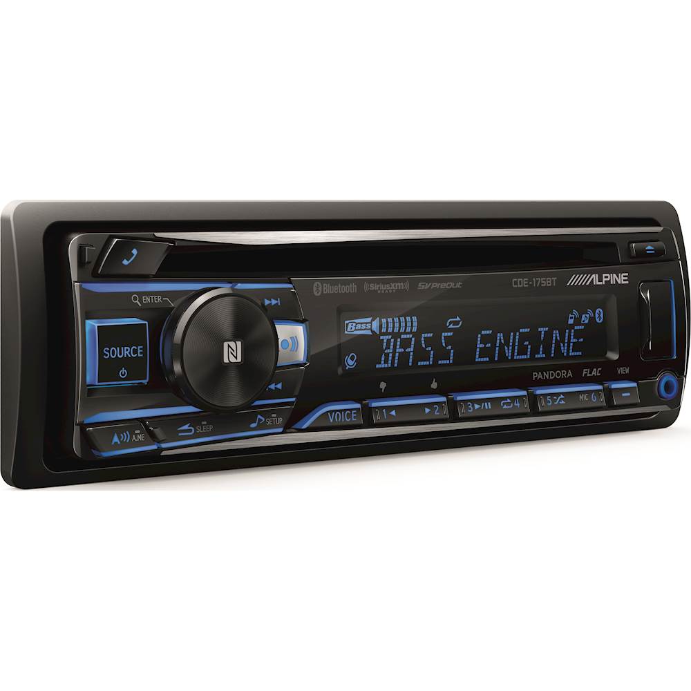 Left View: Alpine - In-Dash CD Receiver - Built-in Bluetooth - Satellite Radio-ready with Detachable Faceplate - Black