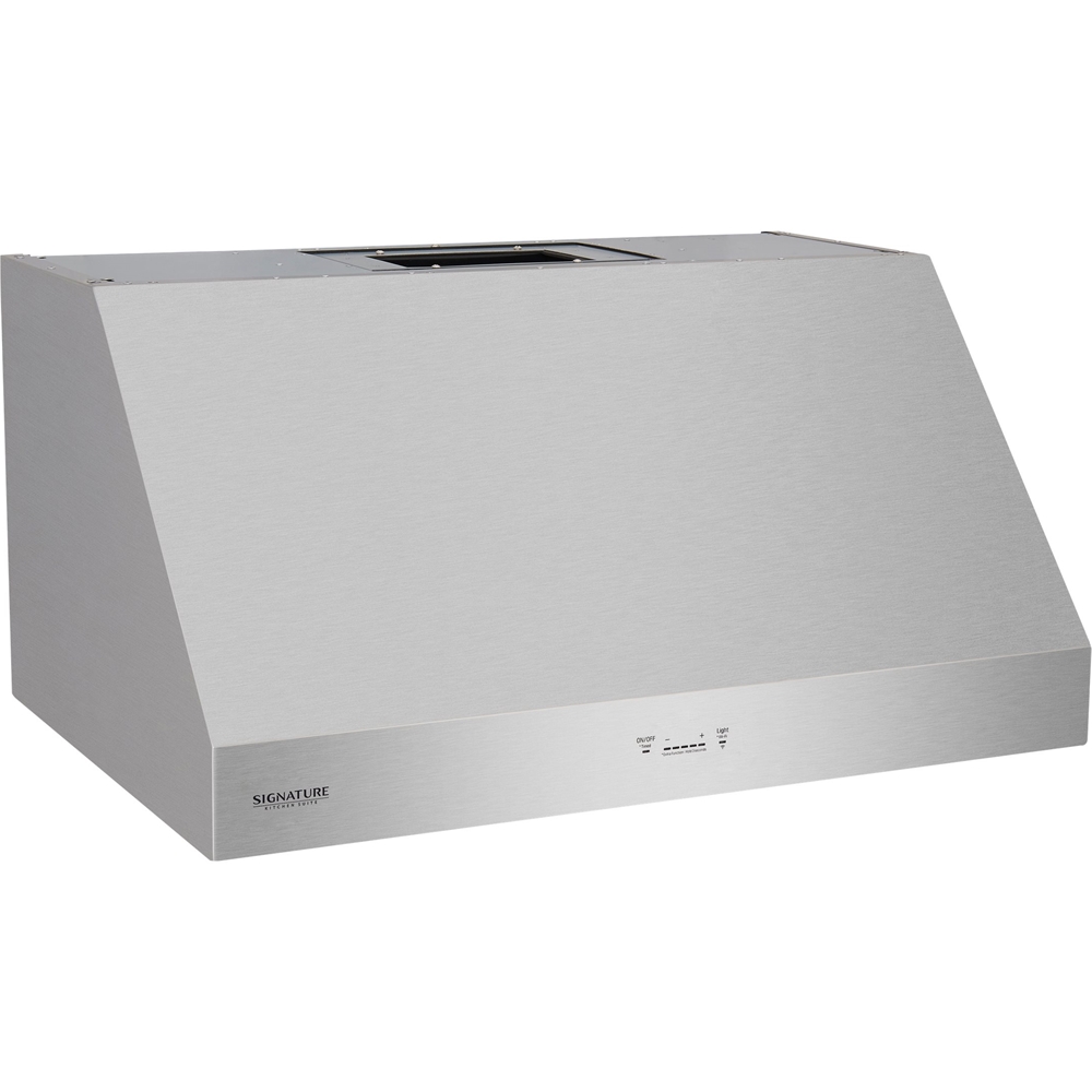 Left View: Signature Kitchen Suite - Duct Cover for Pro-Style SKSPH4802S - Silver