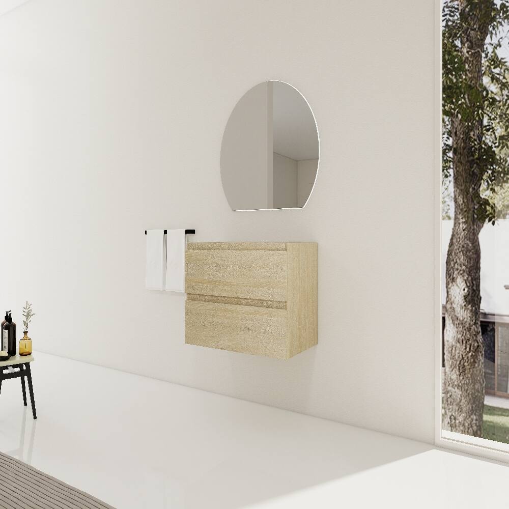 Back. Loheer - Loheer 30 inch wall mounted bathroom vanity Light Oak Plywood Base Only - Light Oak.