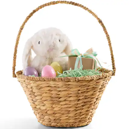 Front. Best Choice Products - Best Choice Products Easter Basket, Small Woven Easter Basket for Kids w/ Collapsible Handle, Tapered Shape - Natural - Natural.