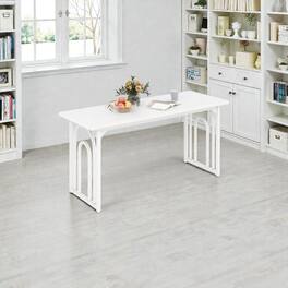 Hivvago - Rectangular 63-Inch Kitchen Table for Family of 6-8 - White