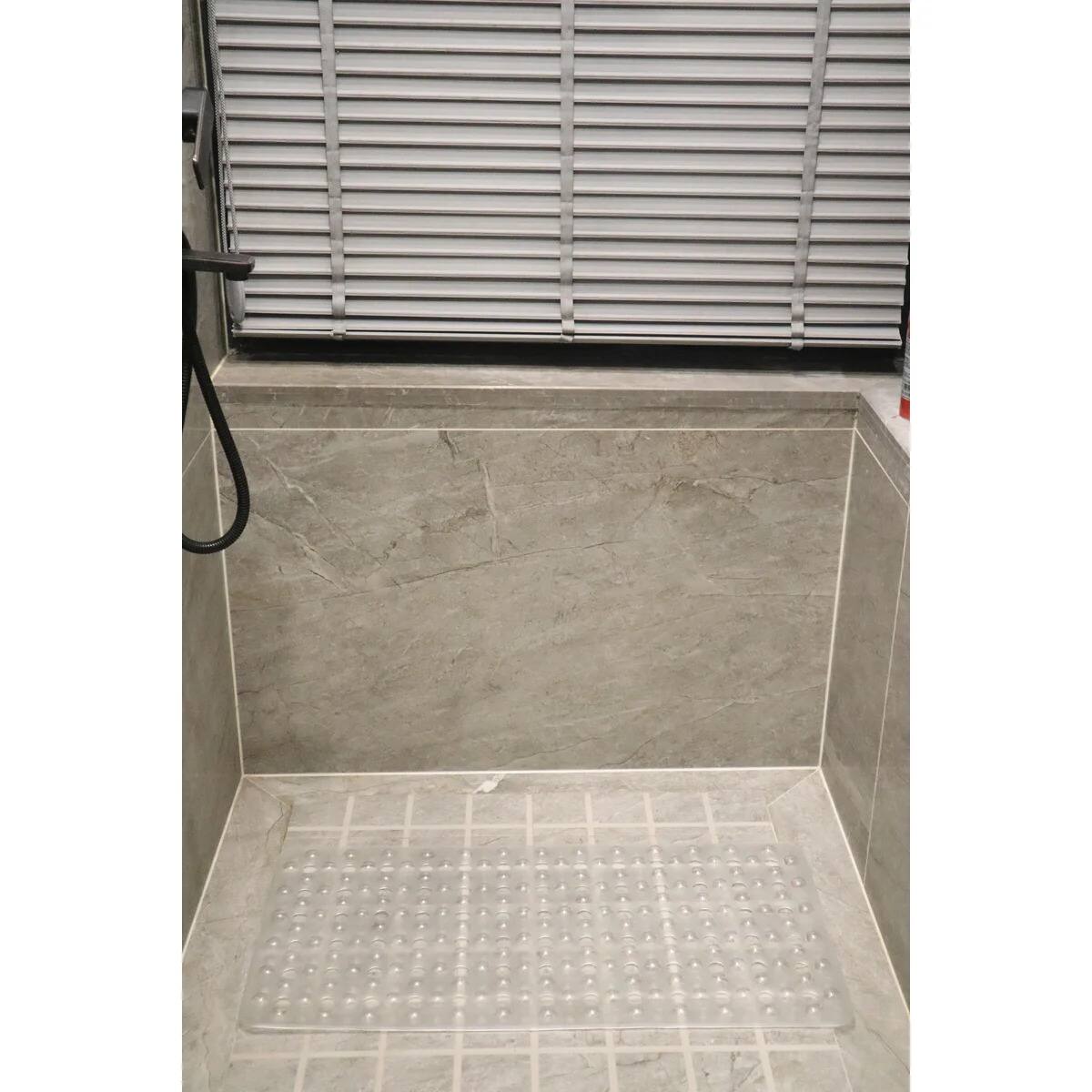Back. J&V TEXTILES - 30"x15" - Clear PVC Bubble Bathtub Mat - Clear.