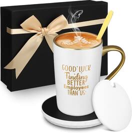 Schertz - Coffee Mug Warmer & 11oz Mug Set – Auto Shutoff, Lid & Spoon - White