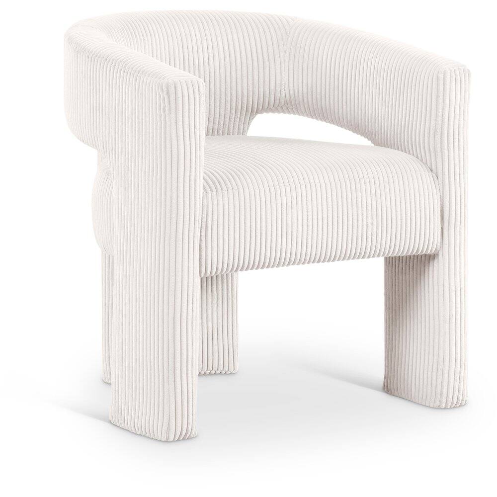 Front. Meridian Furniture - Riz Cream Corduroy Fabric Accent/Dining Chair - Beige.
