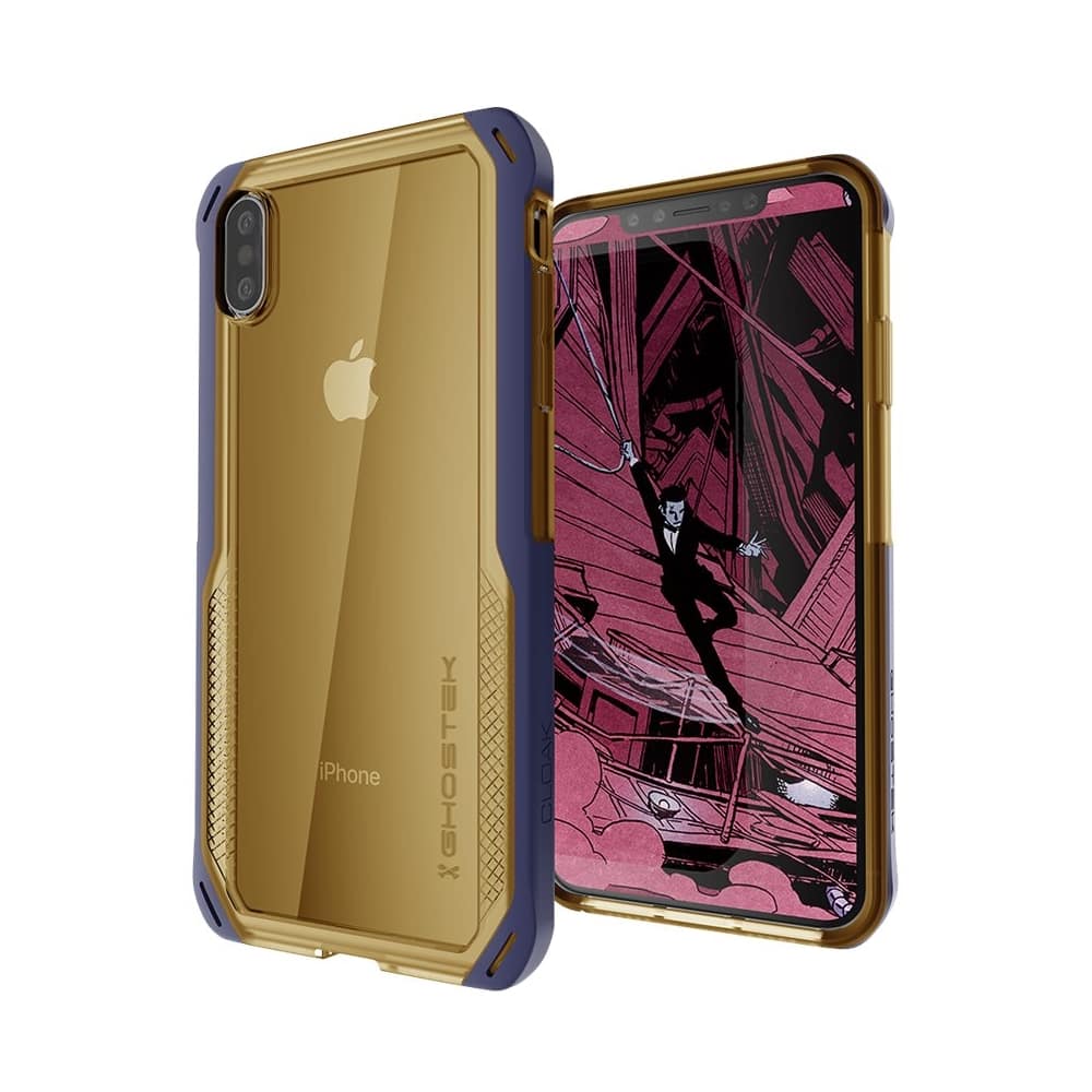 cloak case for apple iphone xr - blue/gold