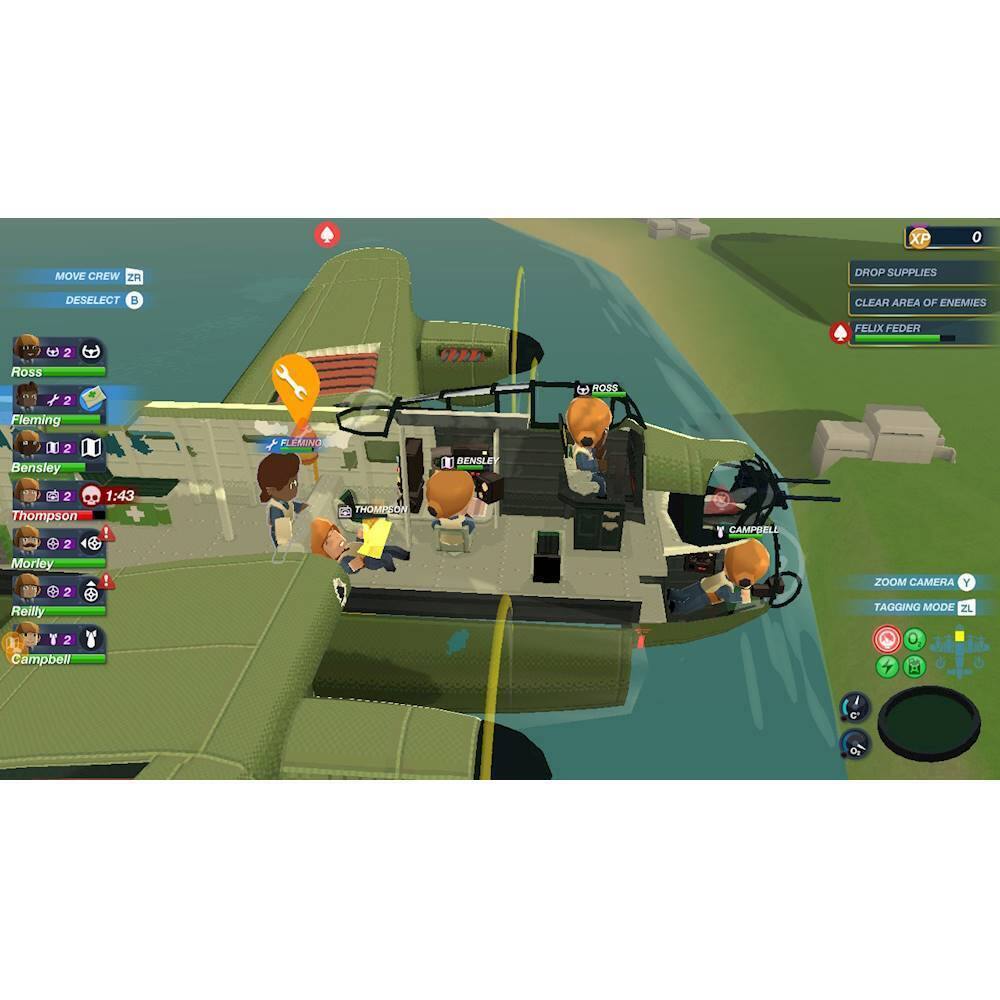 The image shows a group of people on a boat, with some of them being animated characters. The boat is situated on a body of water, possibly a river or a lake. The people on the boat are engaged in various activities, such as playing a game or working together. The scene also includes a plane flying overhead, adding to the dynamic nature of the image.