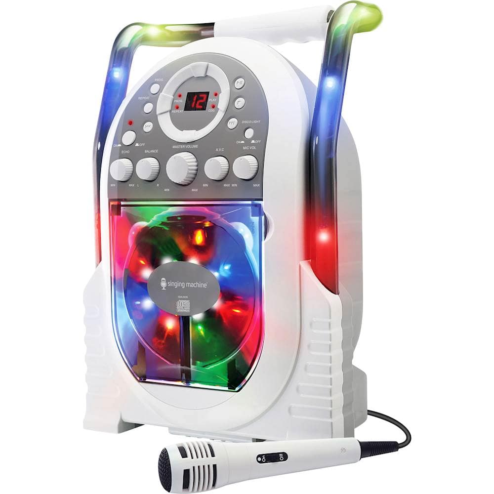 Left. Singing Machine - Portable CD+G Karaoke System - White.