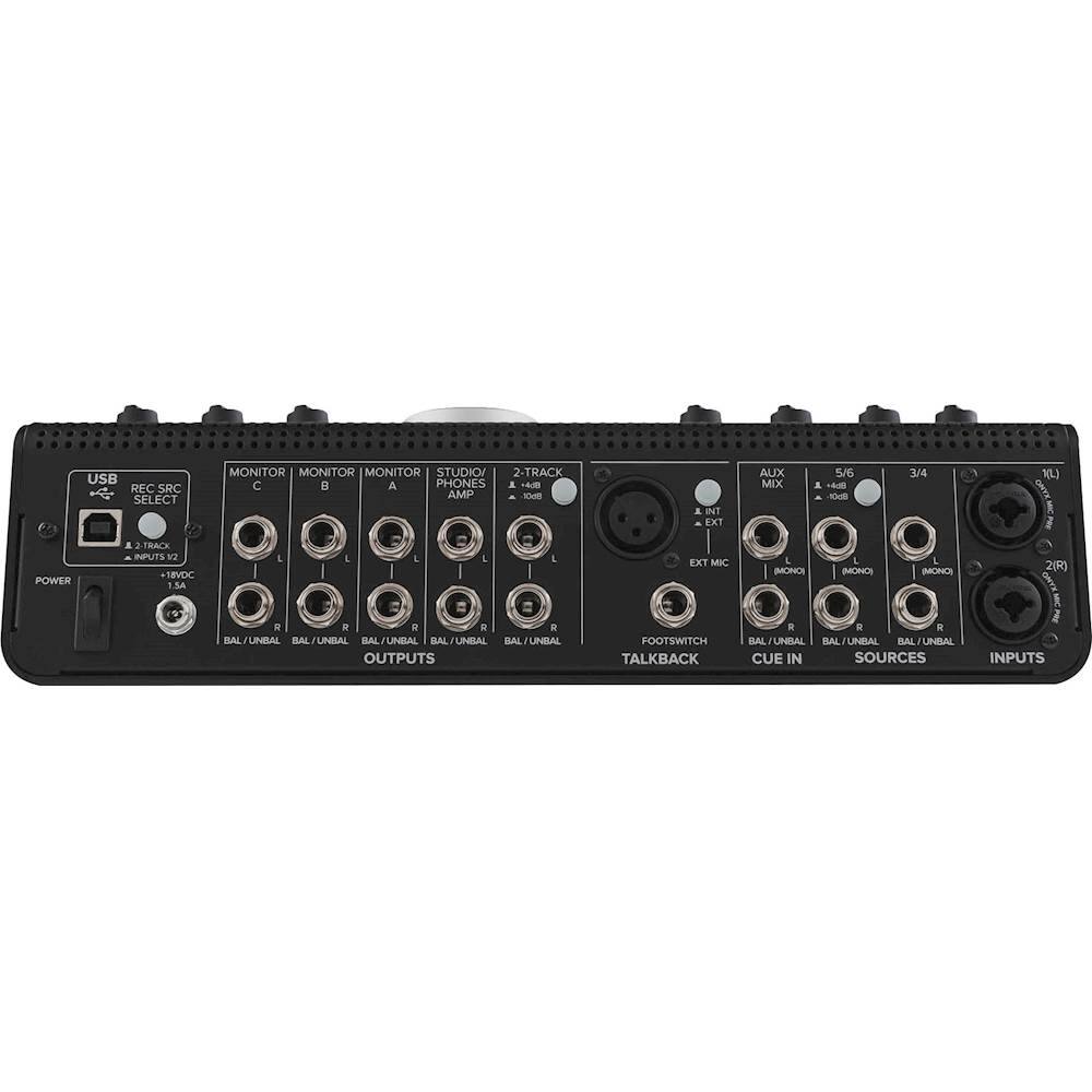 USB REC SRC SELECT  
MONITOR MONITOR MONITOR  
STUDIO/PHONES AMP 2-TRACK +4 -10dB  
A INT EXT AUX MIX 5/6 3/4 XL 1  
POWER TRACE INPUTS 2 18VDC  
SA EXT MIC A MONC (MONO) IMONOI 2(R)  
BAL UNBAL BAL UNBAL BAL UNBAL BAL UNBAL  
OUTPUTS  
BAL BAL/UNBAL BAL UNBAL BAL UNBAL  
FOOTSWITCH TALKBACK  
BAL BAL/UNBAL BAL UNBAL  
CUE IN SOURCES  
INPUTS