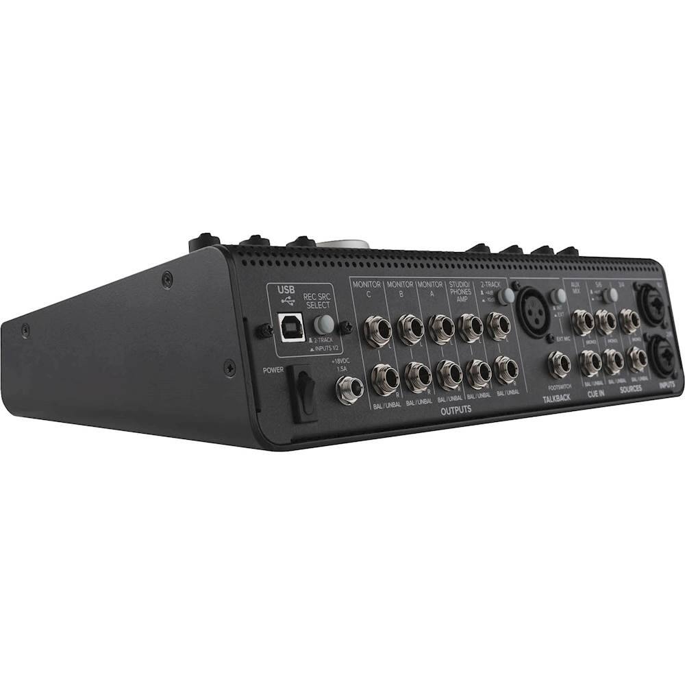 The text on the image reads:

USB REC SRC SELECT MONITOR MONITOR MONITOR STUDIO C E 4 PHONES SMP TRACK - 8 AS T SA 34 1 TRACK INPUTS  POWER 1EVDC 5A 1  IA INA UNBAL BAL MAL BAL UNBAL BAL UNBAL OUTPUTS FTSWTCH TALKBACK CUE I SOURCES