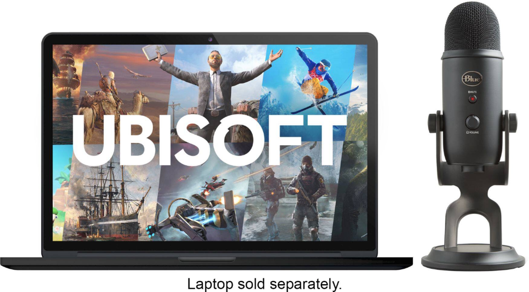 Blue UBISOFT MUTE VOLUME Laptop sold separately.