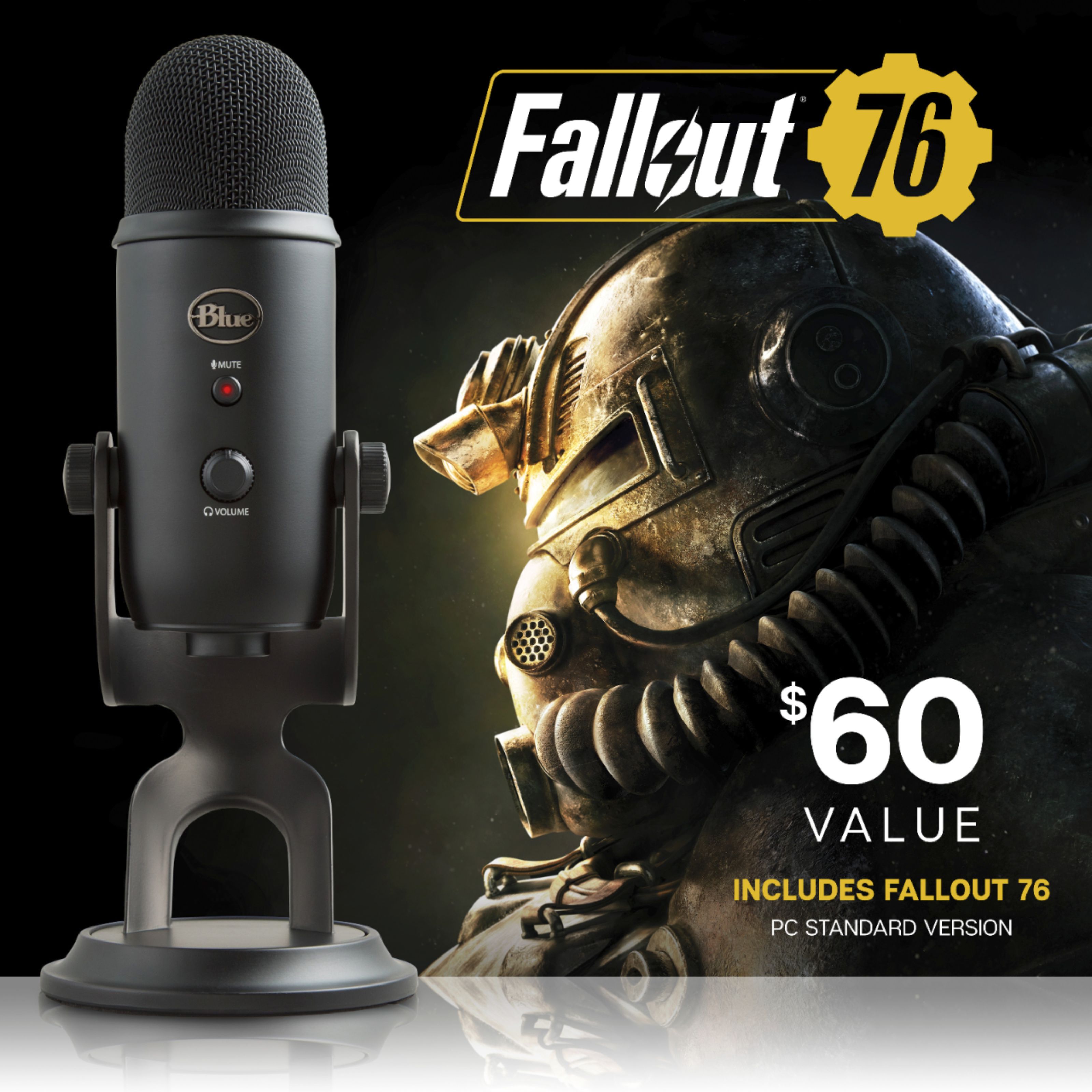 Best Buy Blue Microphones Blackout Yeti Usb Multi Pattern Condenser Microphone Fallout 76 Bundle 9