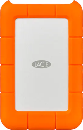 Front. LaCie - Rugged 5TB External USB-C, USB 3.1 Gen 1 Portable Hard Drive - Orange/Silver.