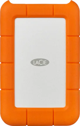 Front. LaCie - Rugged 1TB External USB-C, USB 3.1 Gen 1 Portable Hard Drive - Orange/Silver.