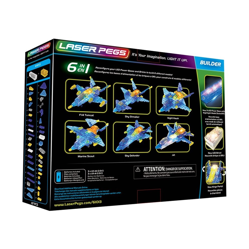 Laser Pegs Jet Builder Set 87 Pcs 6 in 1 Designs 61013 for sale online 