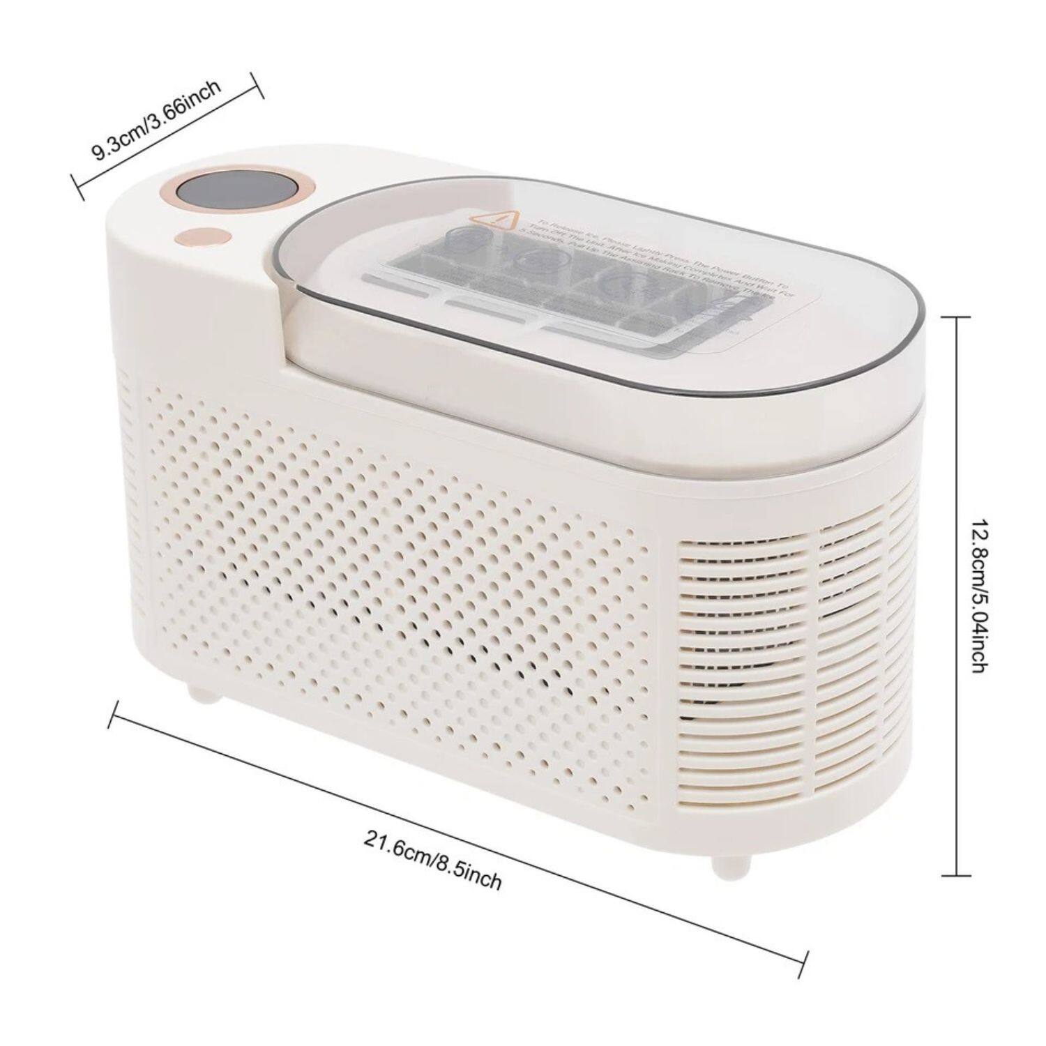 9.3cm/3.66inch  
12.8cm/5.04inch  
21.6cm/8.5inch