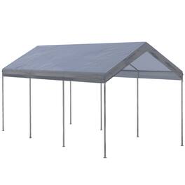 Outsunny - 10' x 20' Party Tent and Carport, Height Adjustable Portable Garage, Outdoor Canopy Tent 8 Legs - Gray