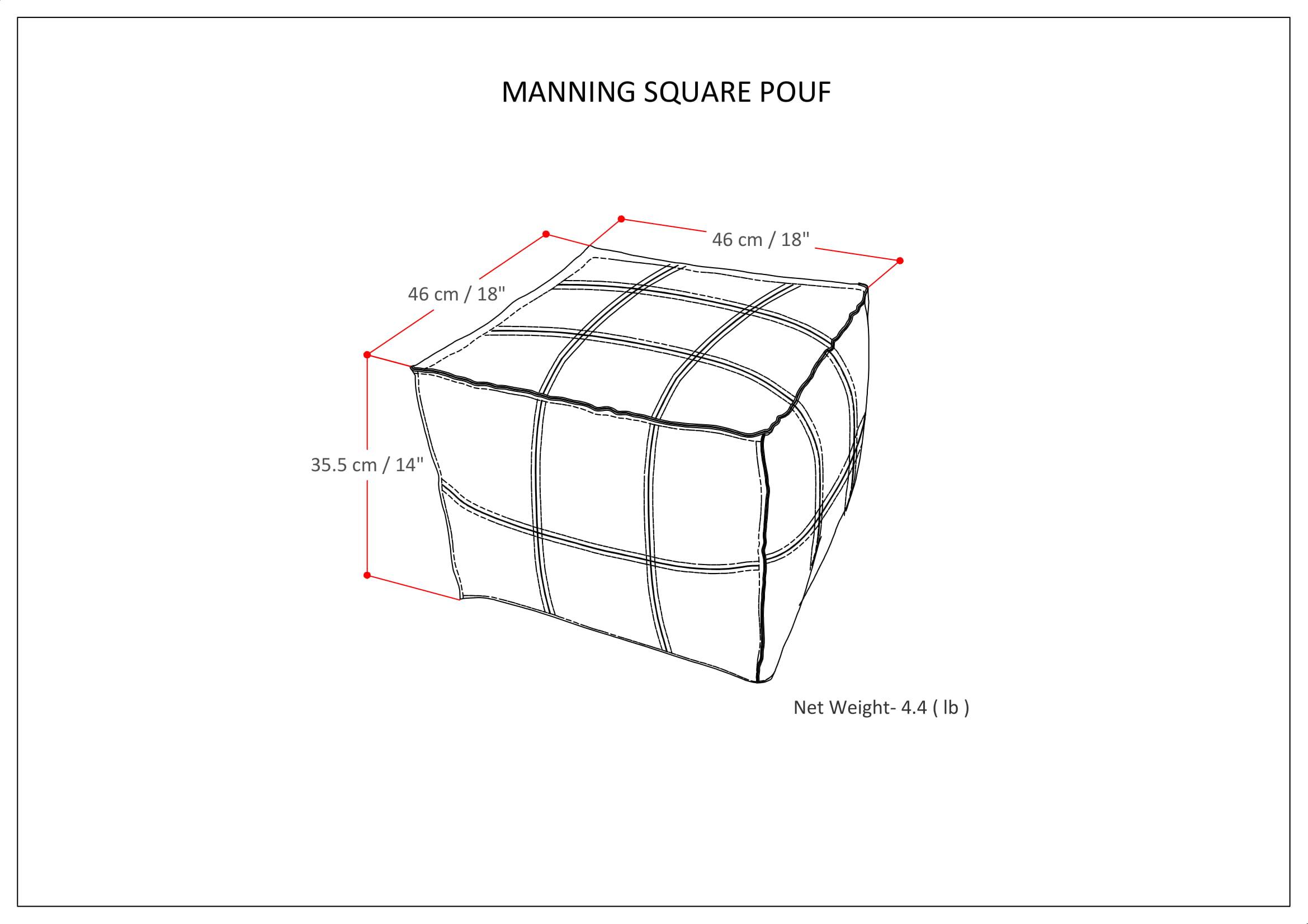 Alt View 13. Simpli Home - Manning Square Contemporary Leather/Polystyrene Pouf - Teal.