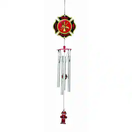 Spoontiques - Firefighter Metal Outdoor Garden Wind Chime Patio Decoration 18 Inch