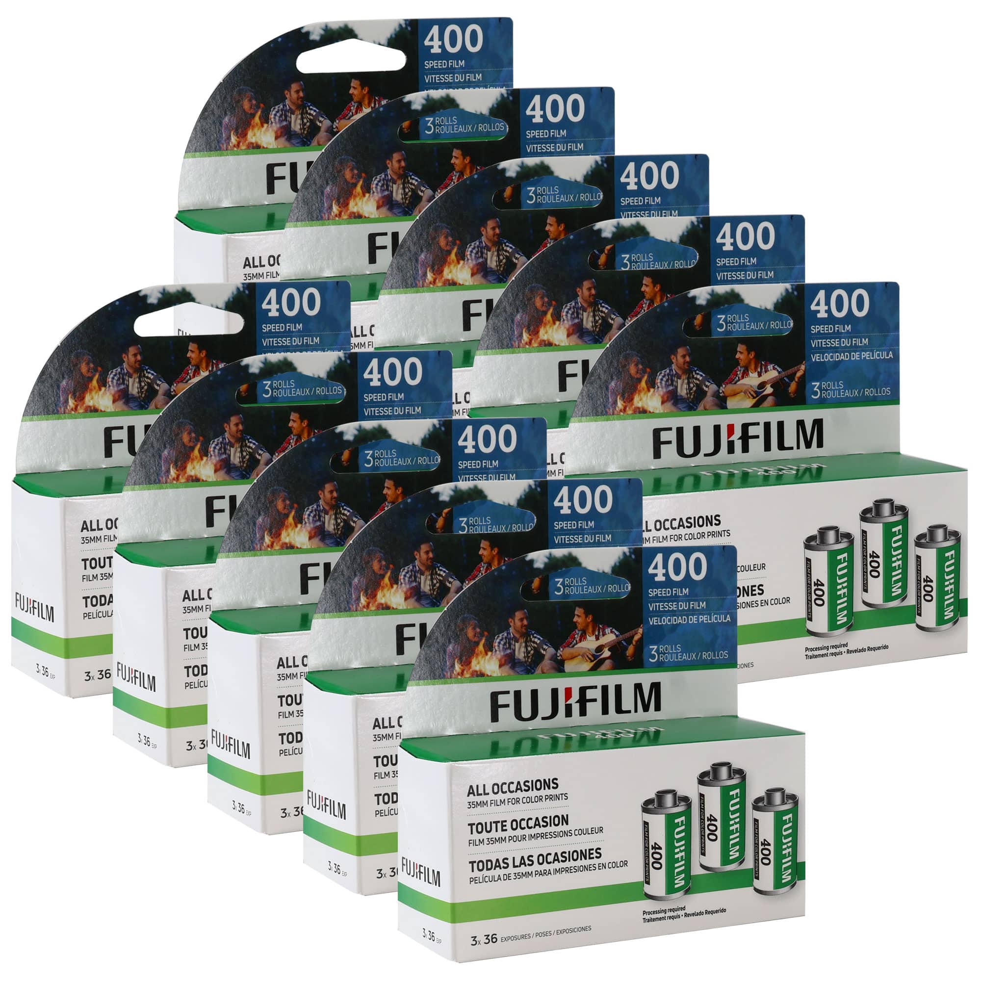 10x Fujifilm 400 Color Negative 35mm Film (36 Exposures) - 3 Pack - Multi