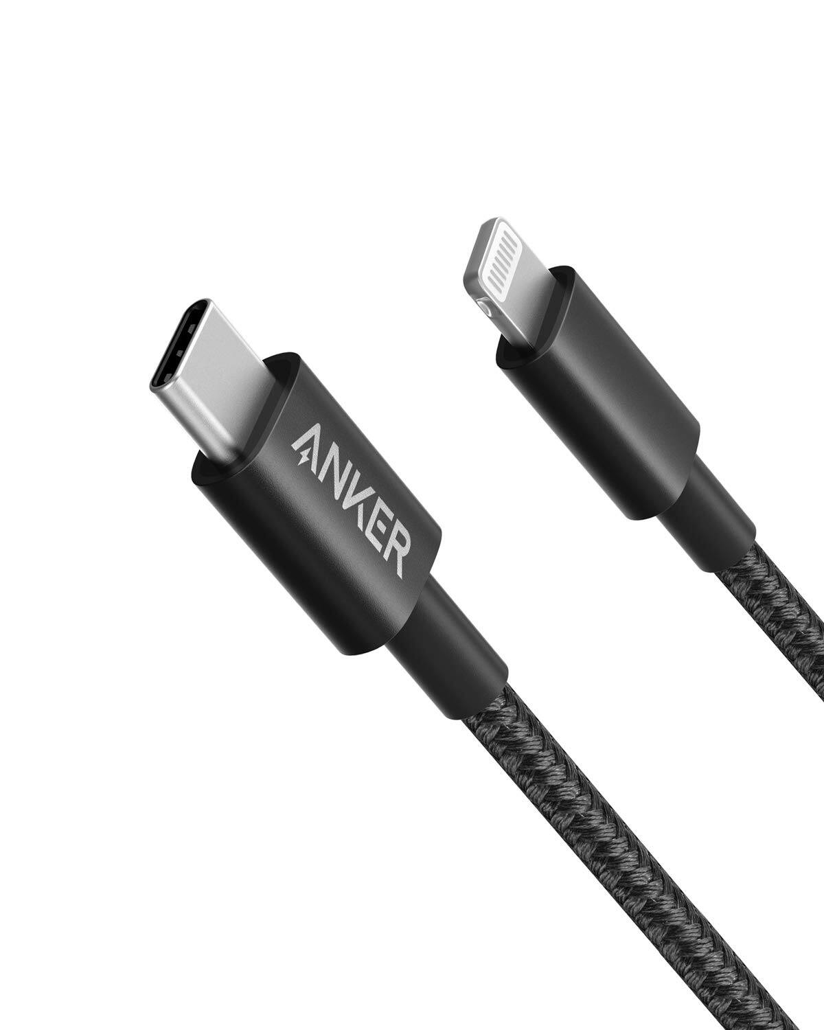 Anker - New Nylon USB C to Lightning Cable - Black
