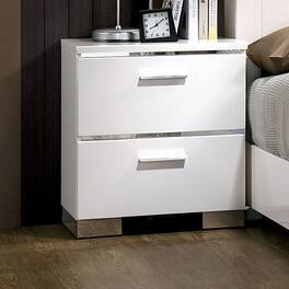 Tiramisubest - Contemporary High Gloss Nightstand with USB Charger - White