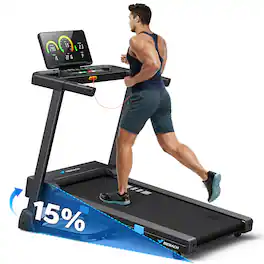 MERACH - T12 Incline Treadmill with Incline 15%, 300LBS, Foldable Handle, 3HP, 17.32" × 43.31" Spacious Running Belt - Black