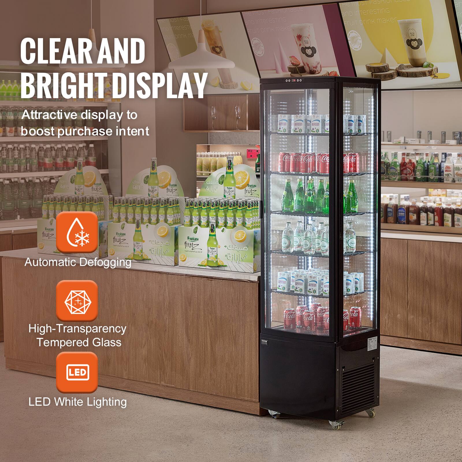 CLEAR AND BRIGHT DISPLAY

Attractive display to boost purchase intent

Automatic Defogging

High-Transparency Tempered Glass

LED White Lighting