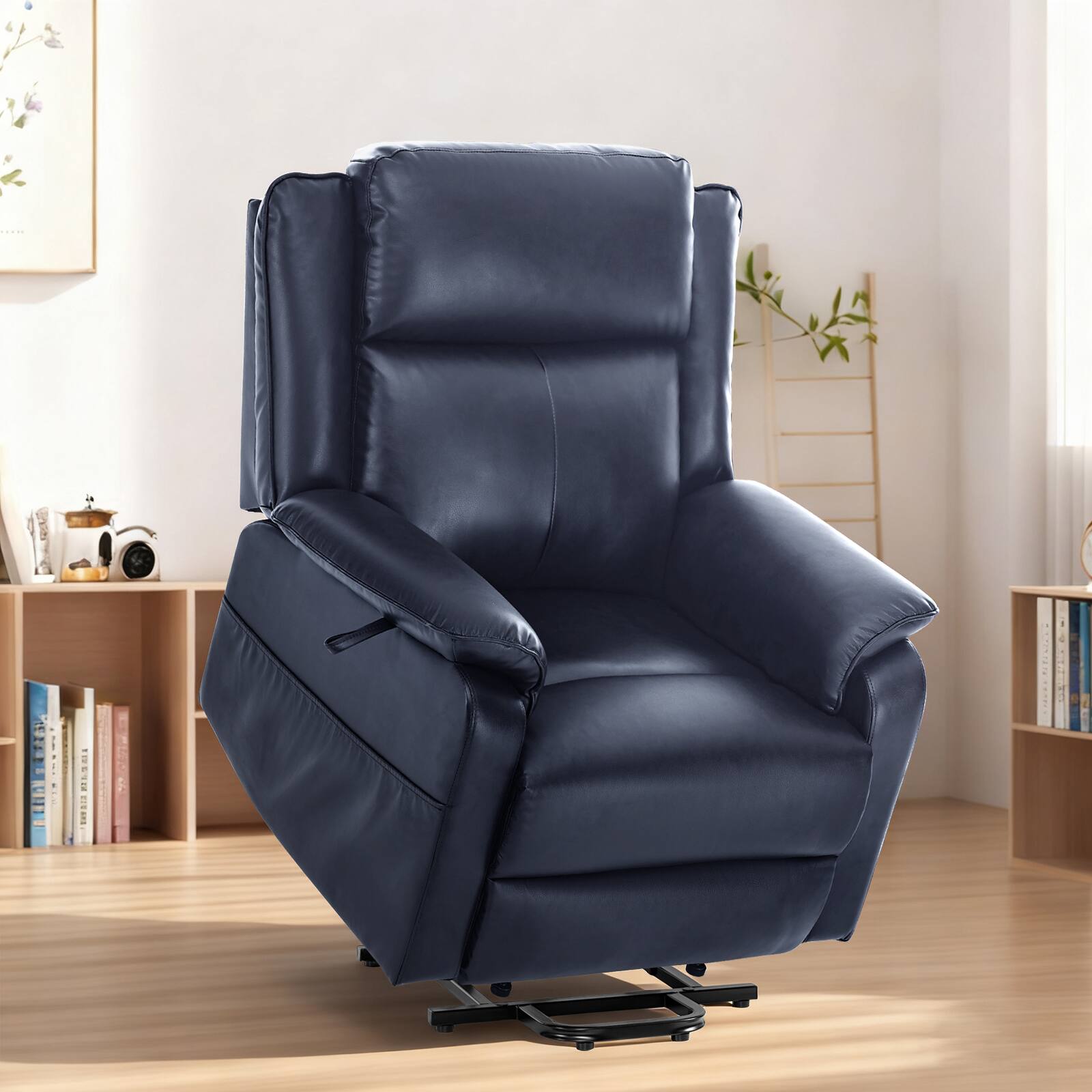 Alt View 4. KERDOM - Tripe Motor Zero-Gravity Heat & Massage Recliner for Elderly, Power Lift, Lay Flat Position, Oversized Theater Seat - Blue.