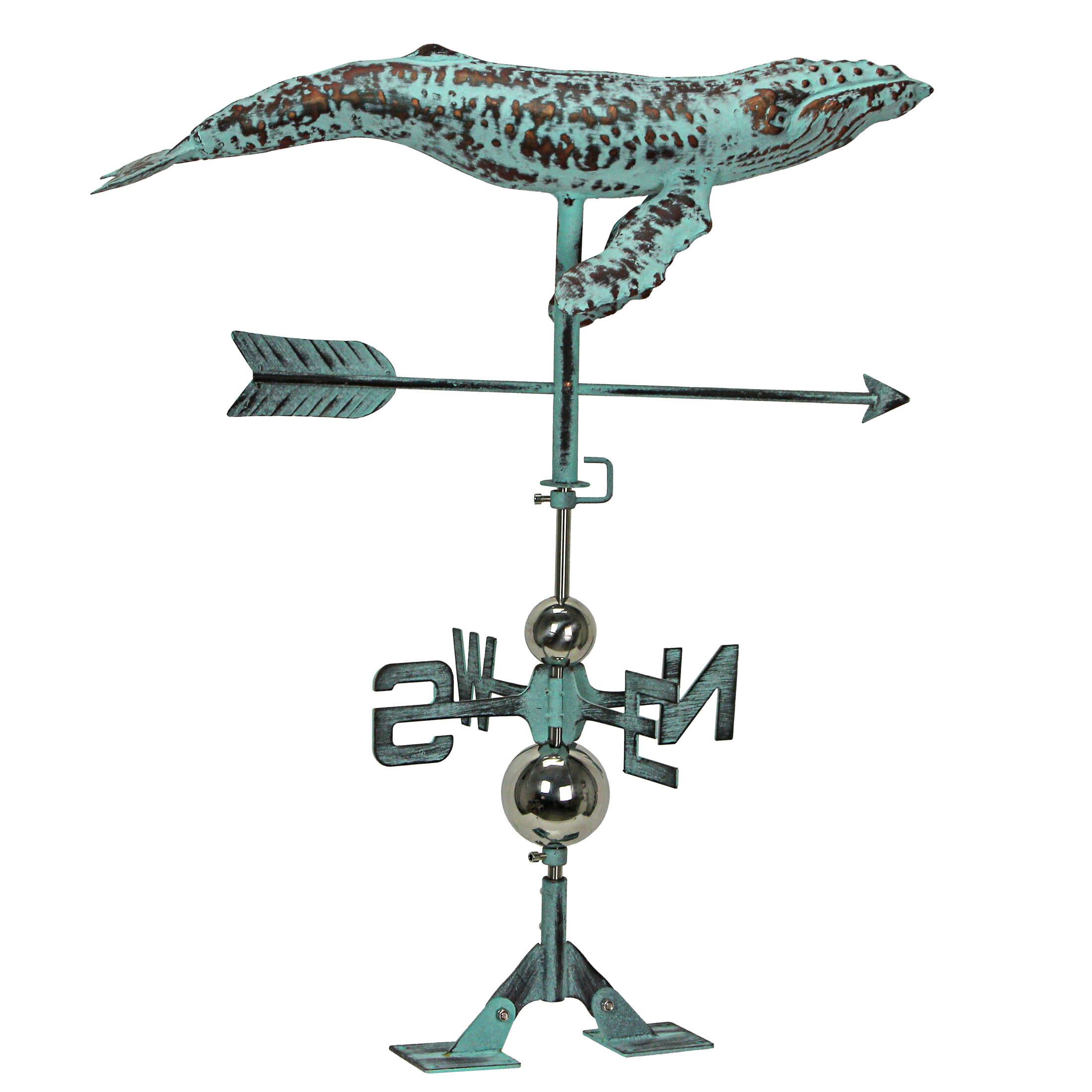 Alt View 1. Things2Die4 - Verdigris Copper Humpback Whale Weathervane Roof Mount Home Garden Decor Art - Teal.