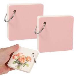 Unique Bargains - 2pcs Mini Watercolor Sketchbook 3.15x3.15 Inch, 55 Sheets/110 Pages 230GSM Portable Square Travel Notebook Painting - Pink