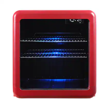 Front. Magic Chef - 1.7 cu. ft. Retro Mini Beverage Cooler in Red - Red.