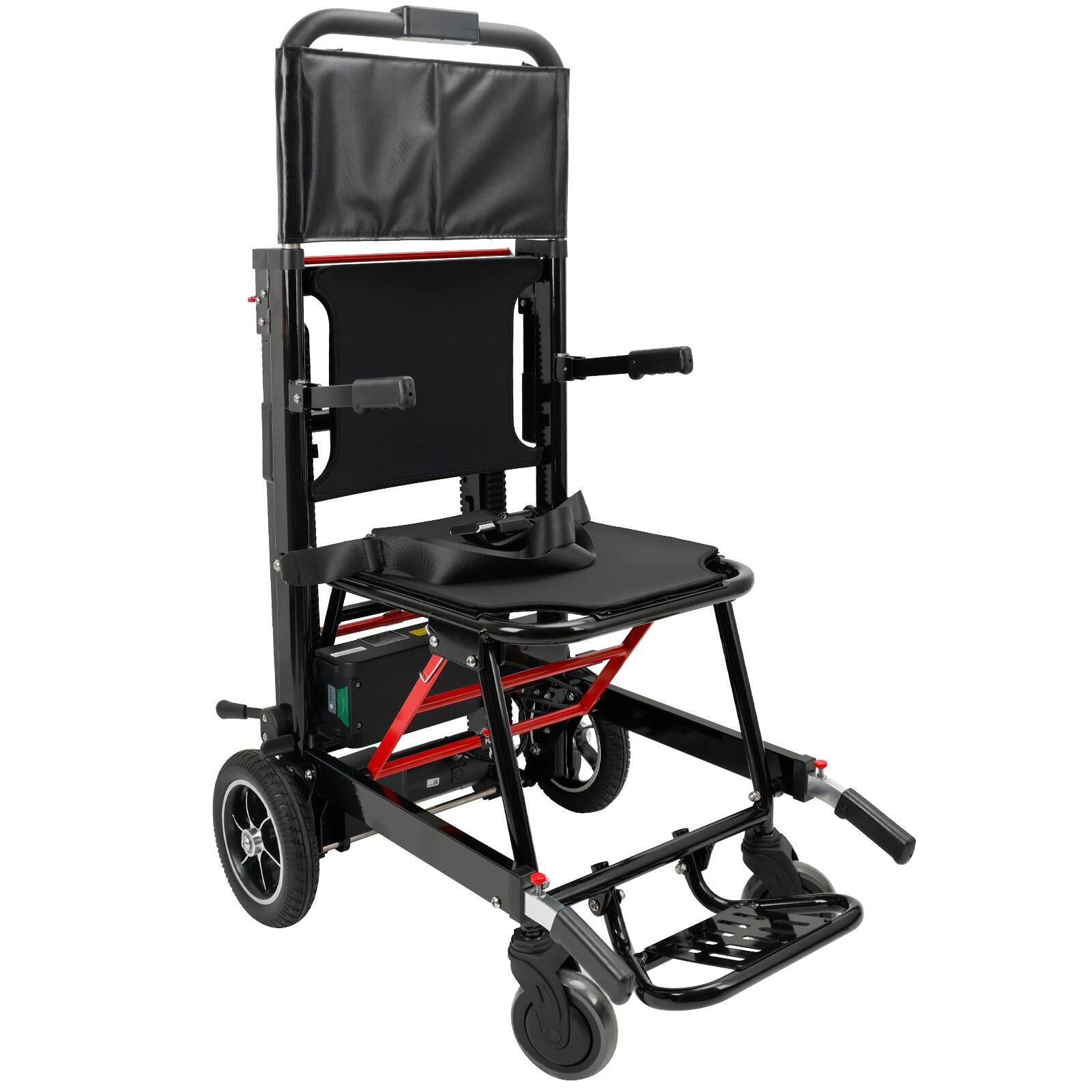 Angle. Topteng - Portable Electric Stair Climbing Wheelchair - 350LB Load, Foldable Design, Heavy Duty Assist Track Stair Chair for Adult - Black.
