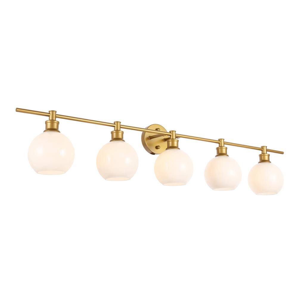Angle. Living District - Collier 5 light Brass and Frosted white glass Wall sconce - Brass And Frosted White Glass.