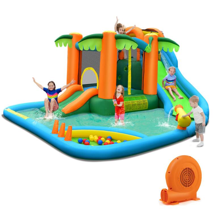 Alt View 1. Ecooso - Inflatable Water Slide Park w/ Upgraded Handrail, No Blower.