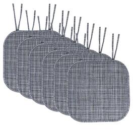 Sweet Home Collection - Aria Memory Foam Non-Slip 16" x 16" Chair Cushion Pad with Ties, 6-Pack - Black/Blue
