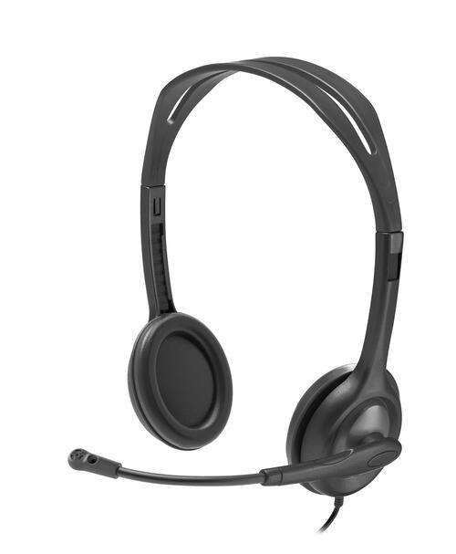 Front. Logitech - H111 981-000999 Wired Headset - Black, Graphite - Stereo - 7.71 Feet Cable - Mini-Phone 3.5 millimeter - 20 Hertz - 20 K - Black|Graphite.