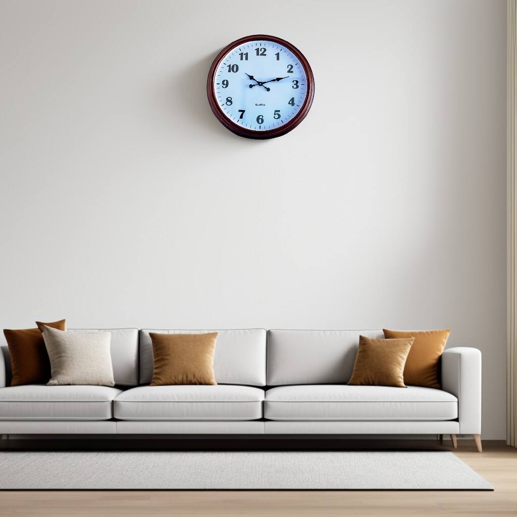 Angle. FC Design - 26"H Brown & White Traditional Wall Clock - Timeless Decor - Multicolor.
