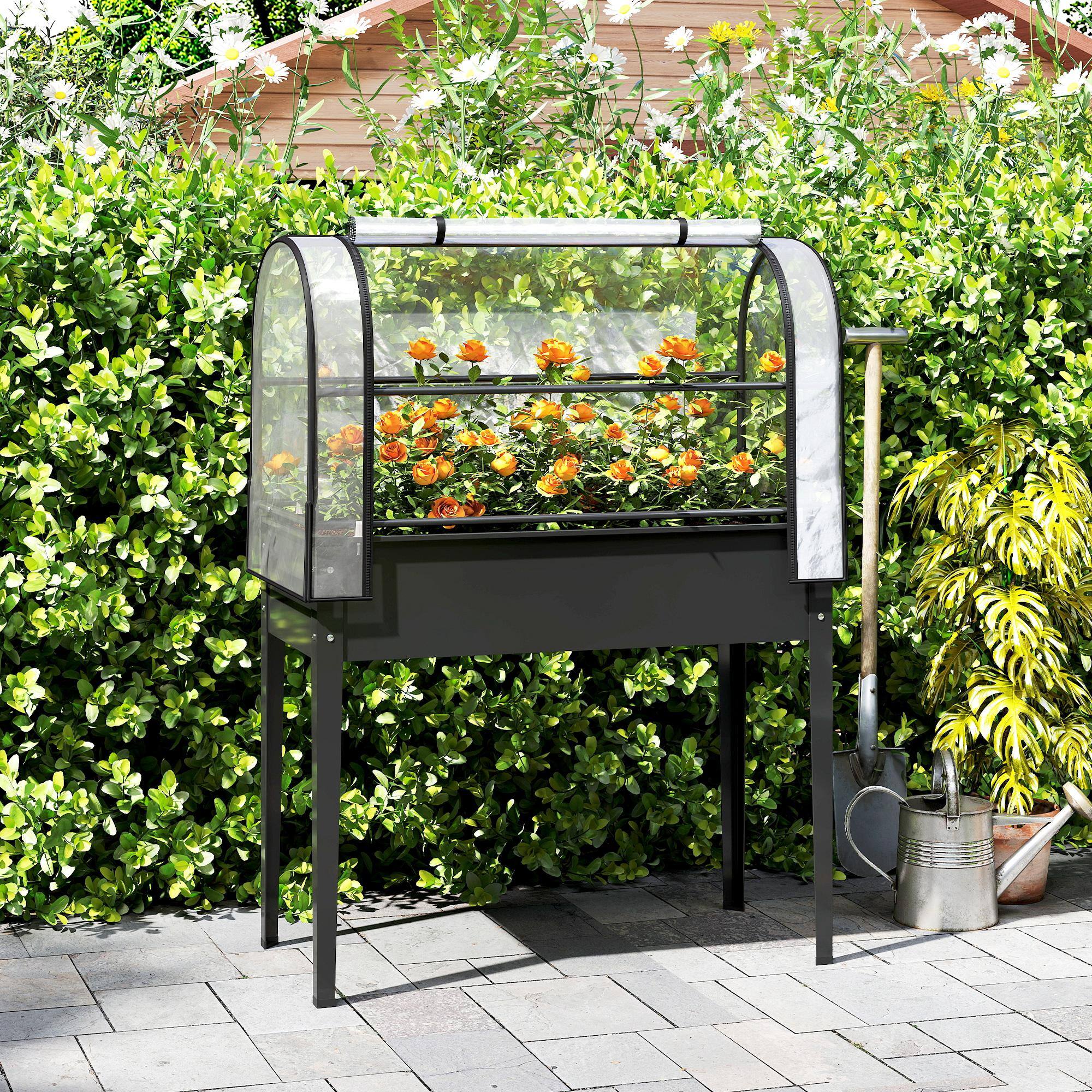 Alt View 1. Outsunny - Garden Bed with Flip-Up Greenhouse Cover.