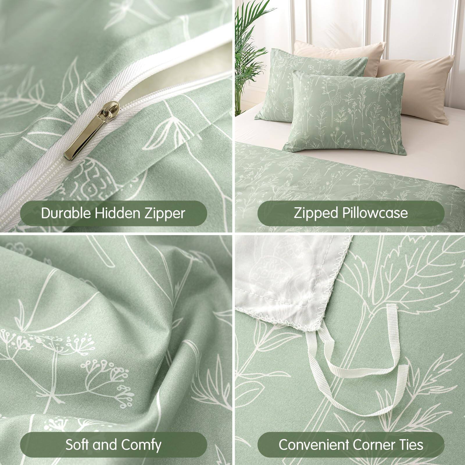 - Durable Hidden Zipper
- Zipped Pillowcase
- Soft and Comfy
- Convenient Corner Ties