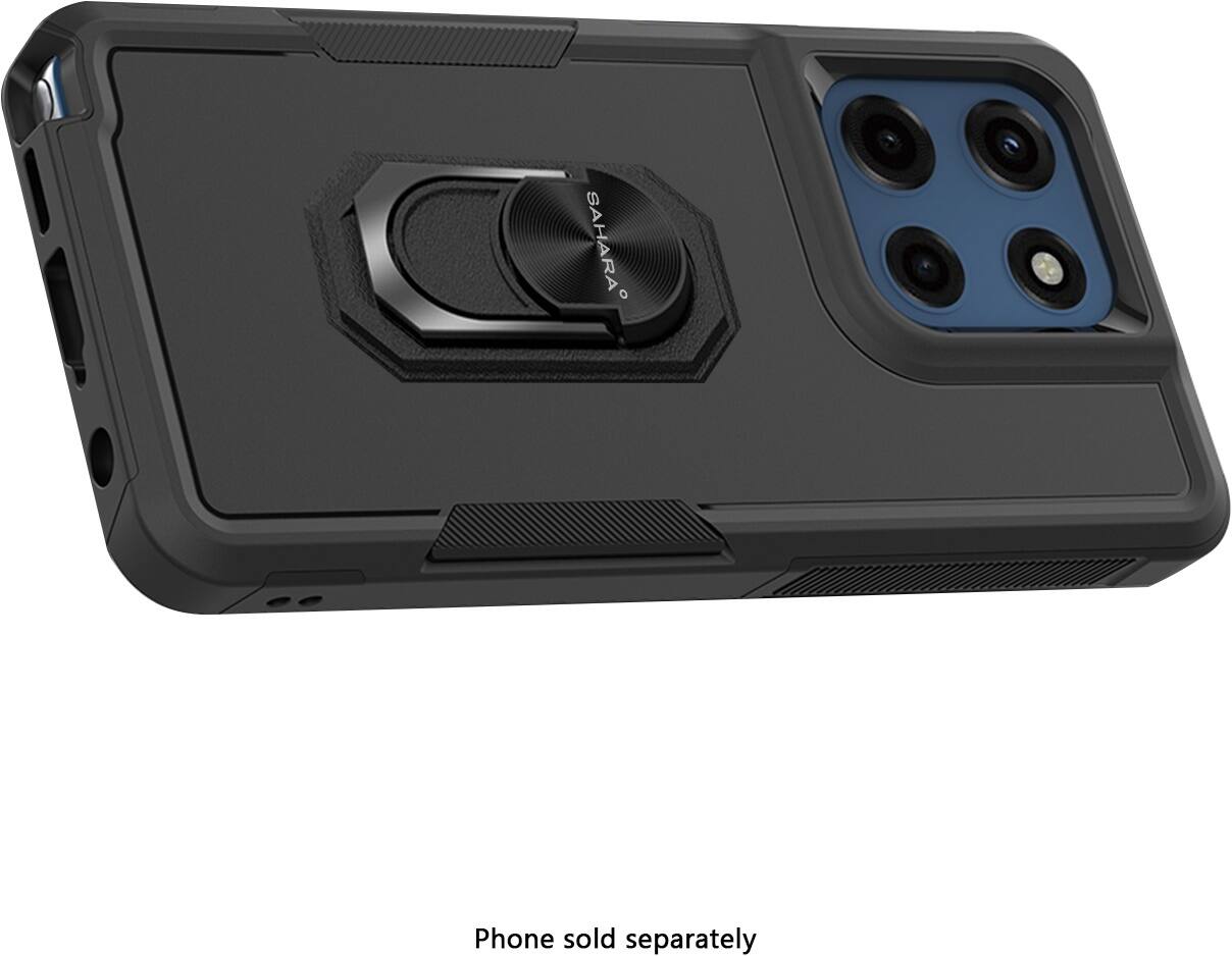 The image shows a phone case that is compatible with the SAHARA phone, which is sold separately. The case is designed to protect the phone and enhance its appearance.