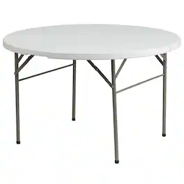Alamont Home - Freeman 4-Foot Round Bi-Fold Plastic Event Folding Table with Handle - Granite White