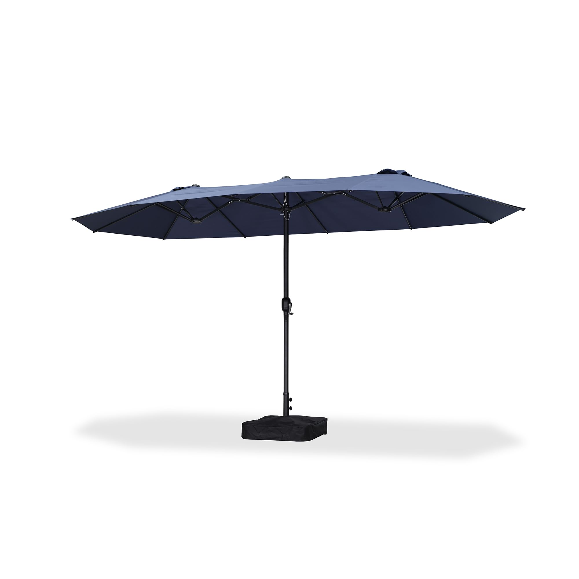 Alt View 7. PURPLE LEAF - 14 ft. Patio Market Umbrella with Base Double-Sided Outdoor Table Sun Umbrellas with Crank for Pool Beach Deck Backyard - Navy Blue.