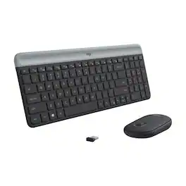 Logitech - MK470 Slim Wireless Keyboard & Mouse Combo - Compact, Quiet, 2.4 GHz USB, Windows Compatible - Graphite