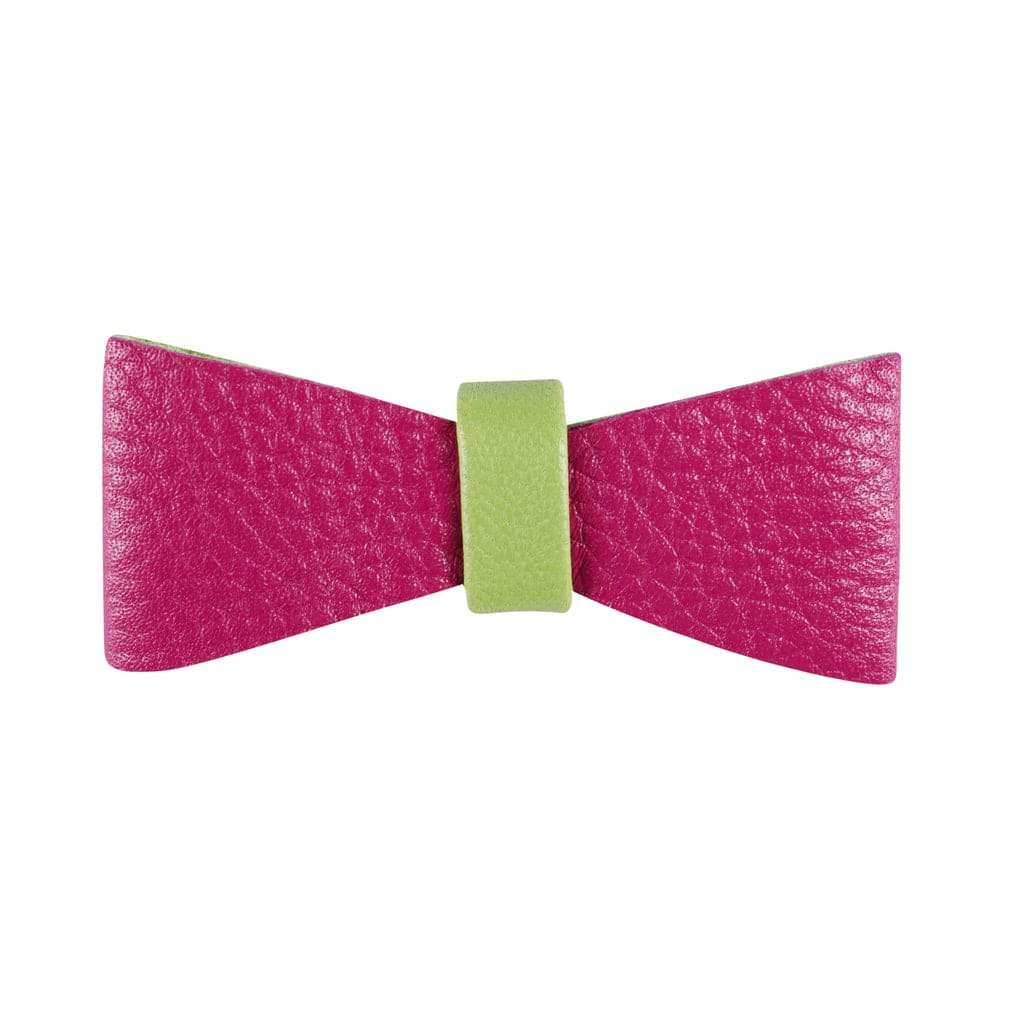 PoisePup - Cute Handmade Genuine Soft Full Grain Leather Dog Bow Tie - Pink | Green