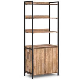 Simpli Home - Kelsey 74 inch Tall Solid Mango Wood Large Bookshelf with Cabinet - Natural