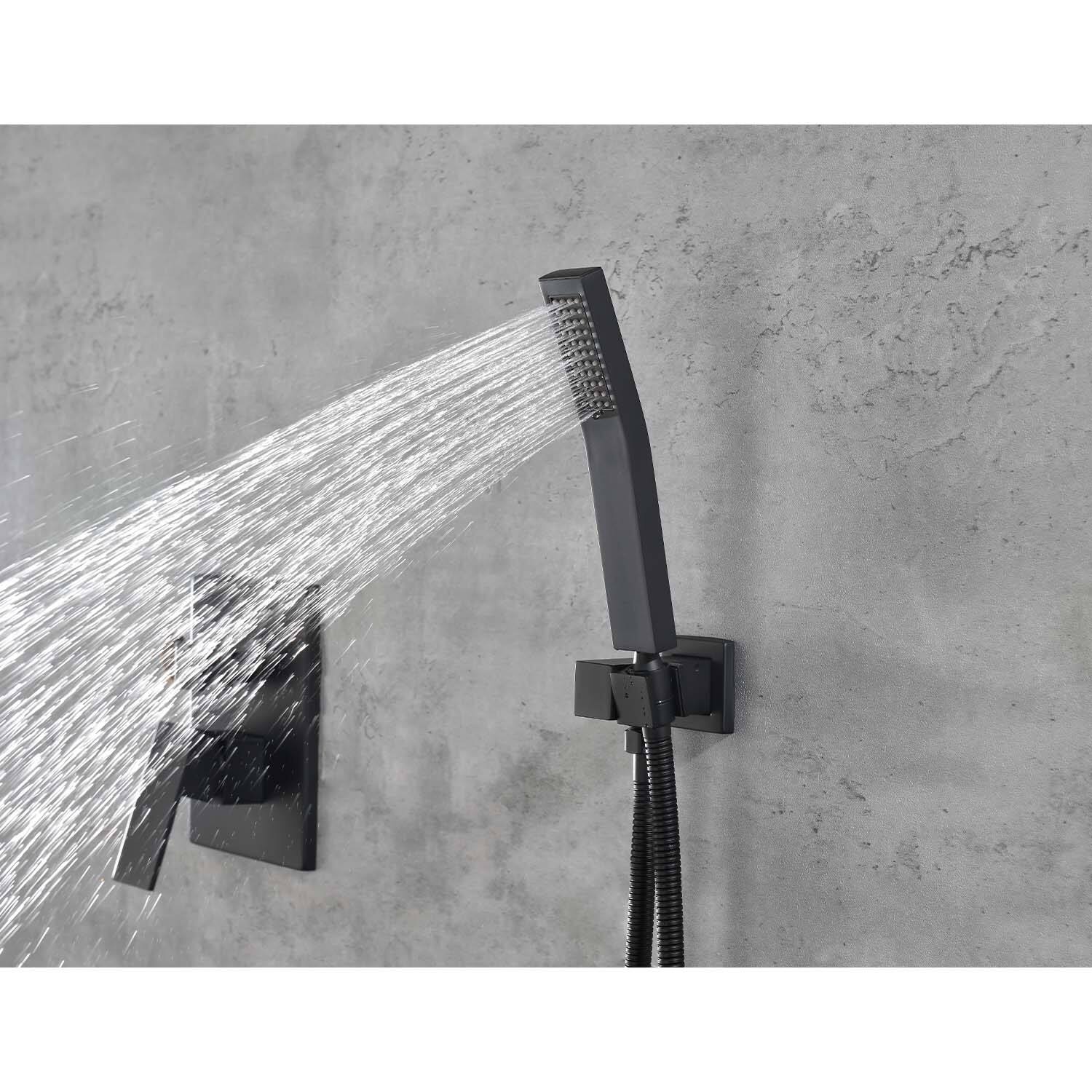 Alt View 2. APRILSOUL - 16 inch Shower Head System Ceiling Mounted Shower - Matte Black.
