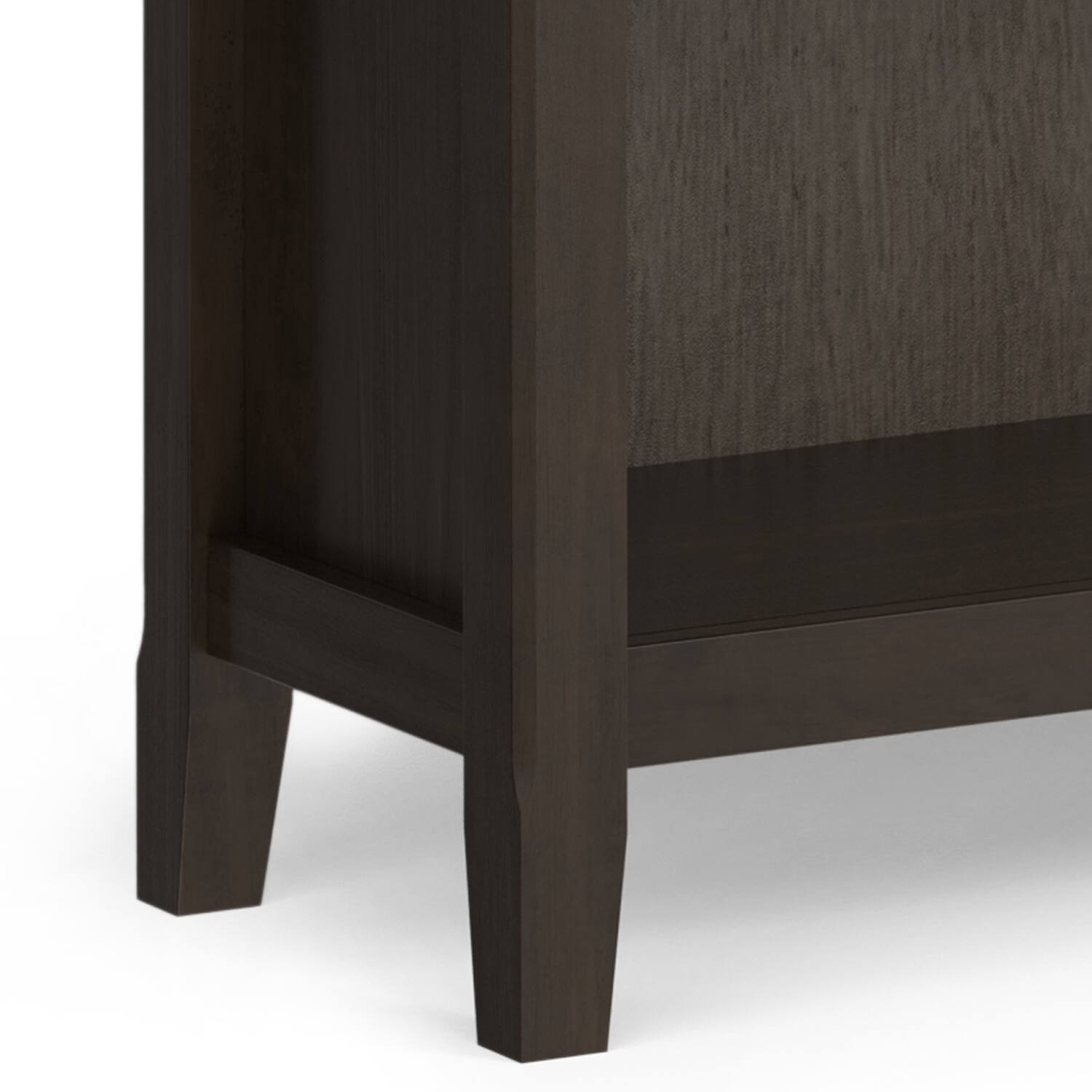 Alt View 6. Simpli Home - Amherst 36 inch Wide Solid Wood Transitional 5 Shelf Bookcase in Hickory Brown - Hickory Brown.