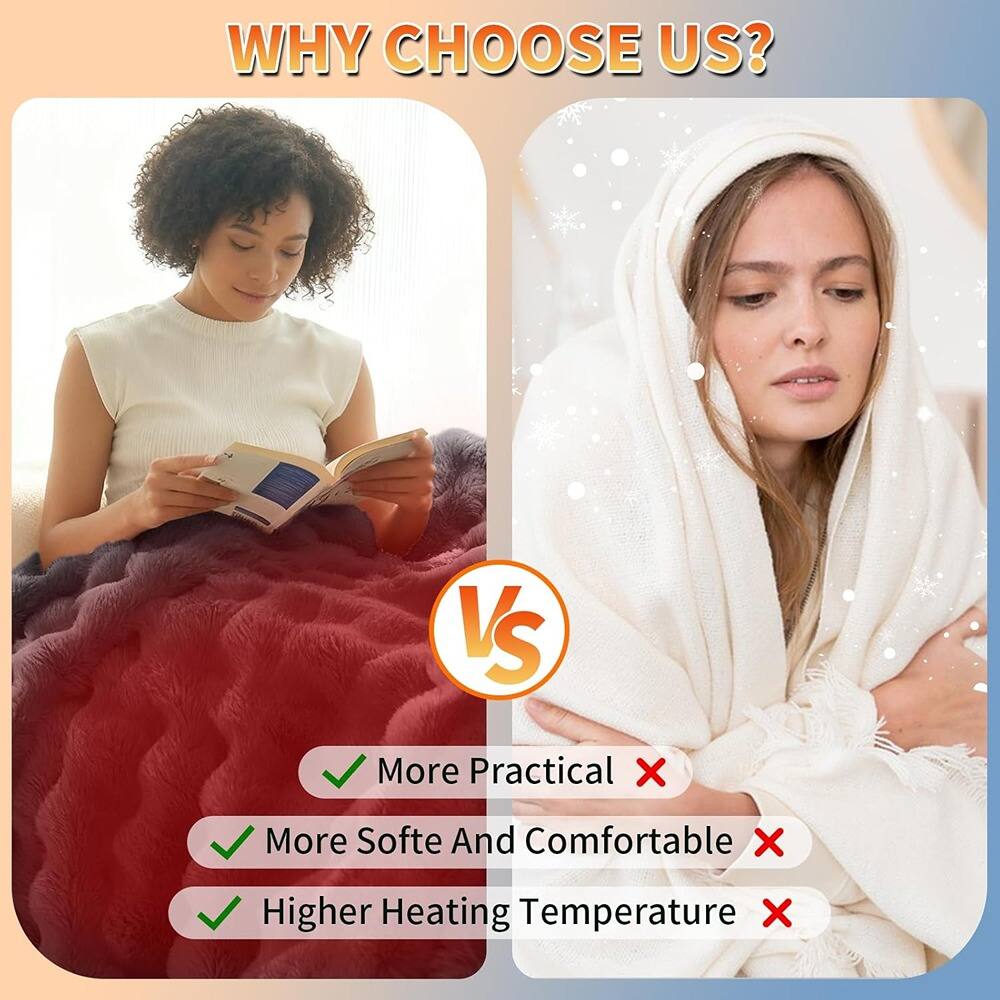 WHY CHOOSE US?

More Practical ✓  
More Soft And Comfortable ✓  
Higher Heating Temperature ✓  

VS  

More Practical ✗  
More Soft And Comfortable ✗  
Higher Heating Temperature ✗