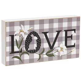 BreeBe - *Gray & White Check Lily & Bunny "Love" Box Sign - Multi
