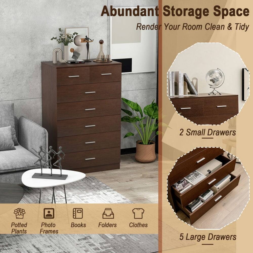 Abundant Storage Space  
Render Your Room Clean & Tidy  

2 Small Drawers  
5 Large Drawers  

Potted Plants  
Photo Frames  
Books  
Folders  
Clothes